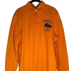 Ralph Lauren Men's No .67 RLPC Bleecker NY Vintage 90's Orange Polo Shirt Large